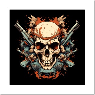 Skull With Guns Posters and Art